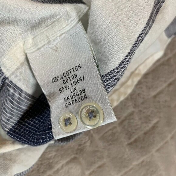 Men's Casual Button Down Shirt - Blue and White Plaid - Picture 5 of 12